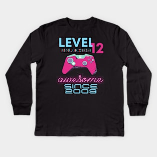 Level 12 Unlocked Awesome 2009 Video Gamer Kids Long Sleeve T-Shirt